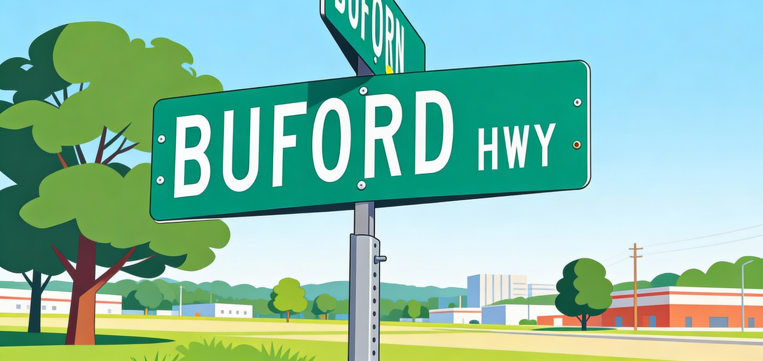SEO Company Buford Highway street sign representing local SEO and digital marketing services for businesses in Buford, Georgia.
